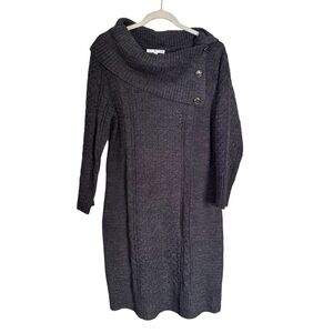 Studio One Women’s Sz XL Gray Cowl Neck Bodycon Knee Length Knit Sweater Dress